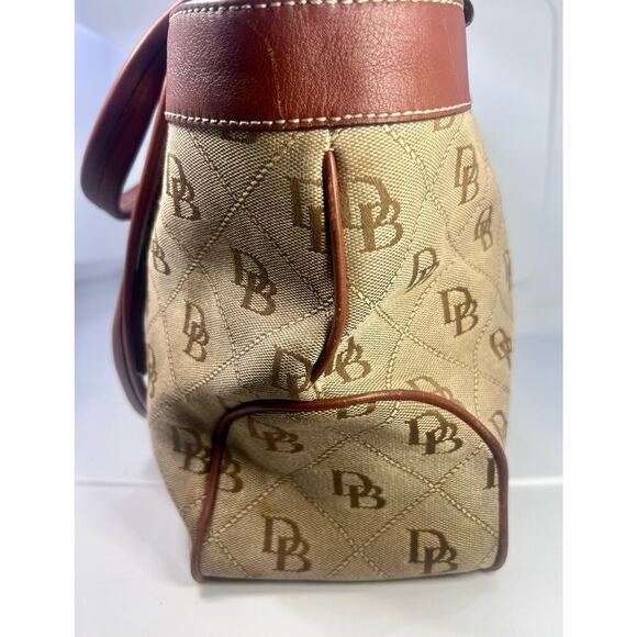FINAL CLEARANCE! Dooney & Bourke AUTHENTIC VINTAGE Tan & Brown Handbag Purse - Picture 4 of 14